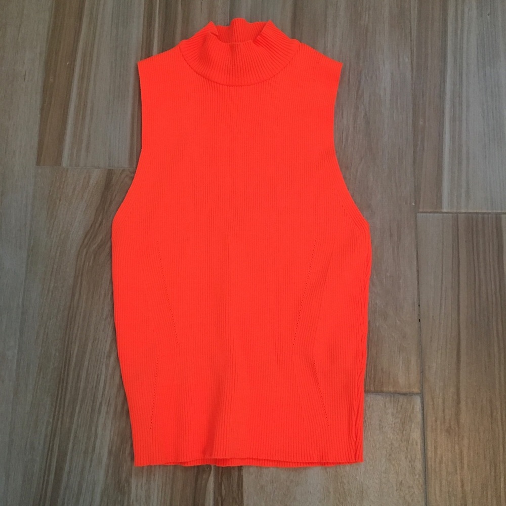 Zara Neon Orange Mock Neck